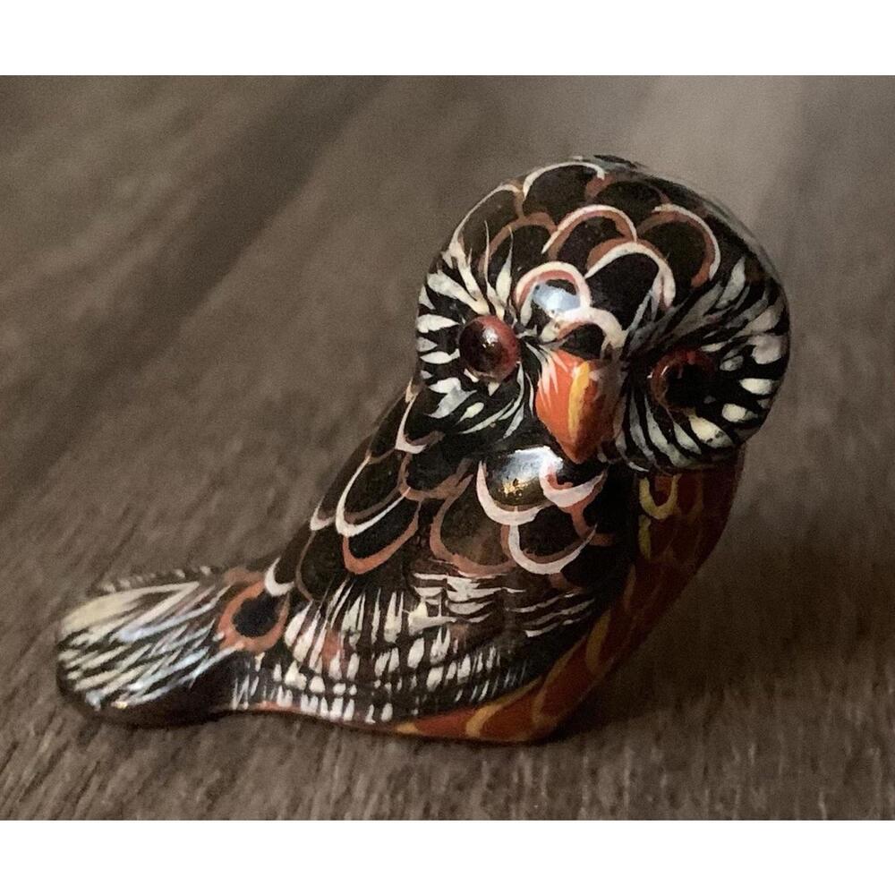 Vintage Brown Small Ceramic? Owl Figurine 2”